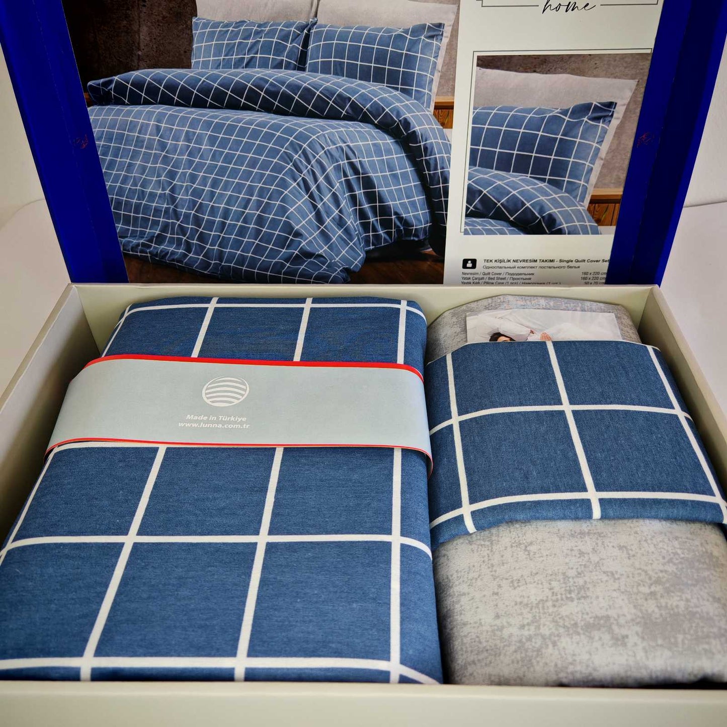 Pamučna posteljina za francuski ležaj sa ravnim čaršafom