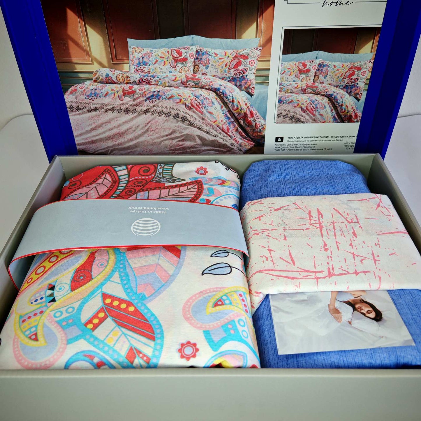 Pamučna posteljina za francuski ležaj sa ravnim čaršafom