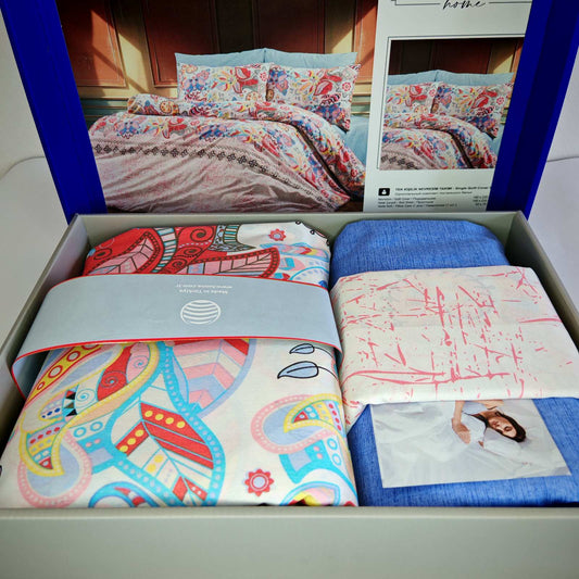 Pamučna posteljina za francuski ležaj sa ravnim čaršafom